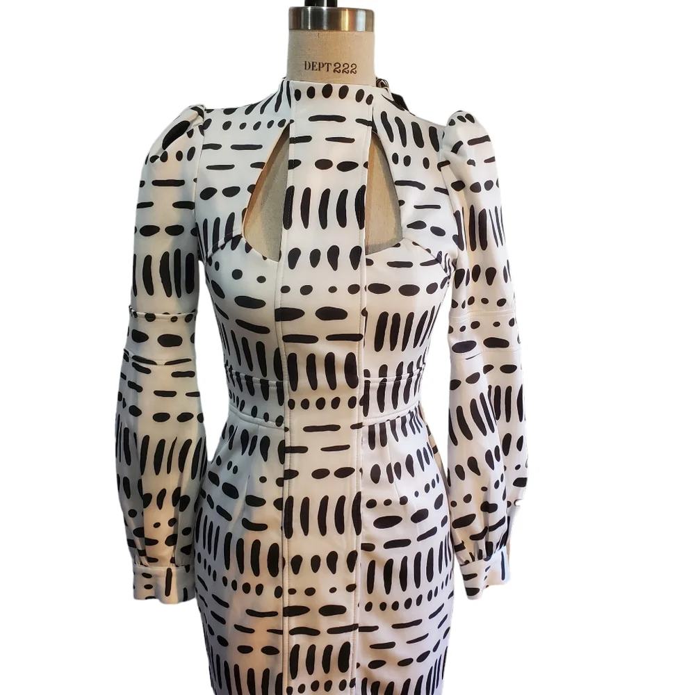 Shein X Women's Black & White Bodycon Cutout High Neck Dress New Size XS - Picture 3 of 12